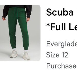 Lululemon Everglade Green Scuba High Rise Jogger Full Length Size 12